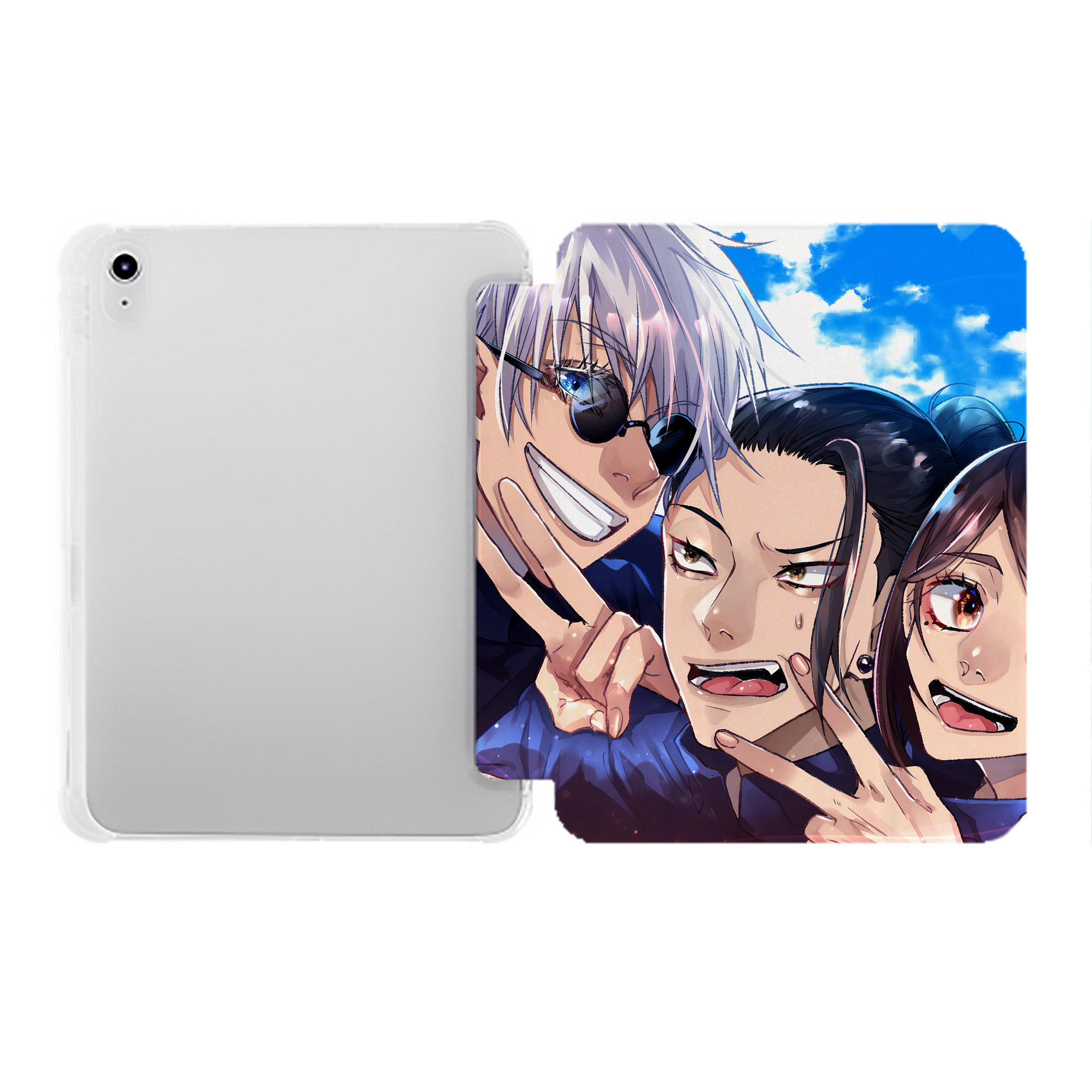 （画像用） 呪術廻戦 Jujutsu Kaisen IPad ケース ペン収納付き 三つ折りスタンド PUレザー×シリコン 対応機種9.5/10.5/10.9インチ